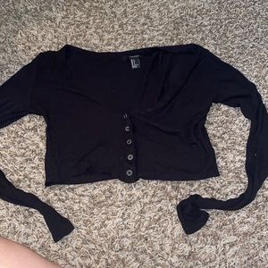 Long sleeve button up crop top